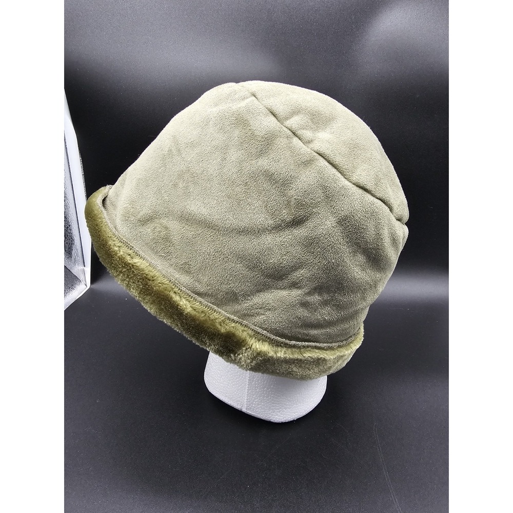 Travel Smith Womens Faux Fur Lined Winter Bucket Hat Army Green - Picture 4 of 8
